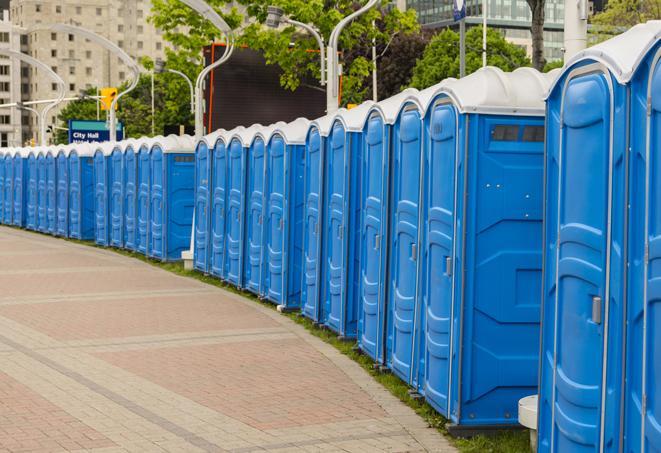 Seasonal porta potty units set up at a Andrews, Texas venue